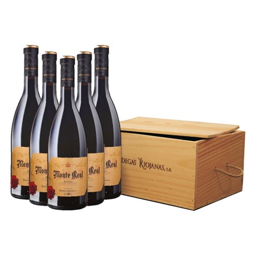 6 x bottle Monte Real Reserva 2012 gift set In A Branded Wooden Case - Celebrate in Style